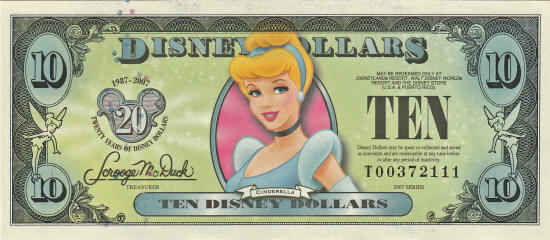 Walt Disney Dollars $1 popular $5 $10 envelope 2008